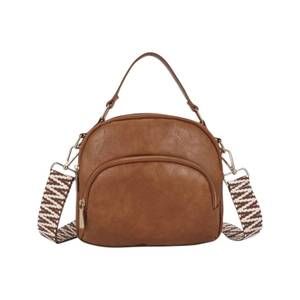 NEW DANI & EM women's navi patterned strap crossbody bag in camel